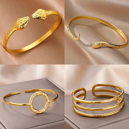 Vintage Snake Gold Bangle