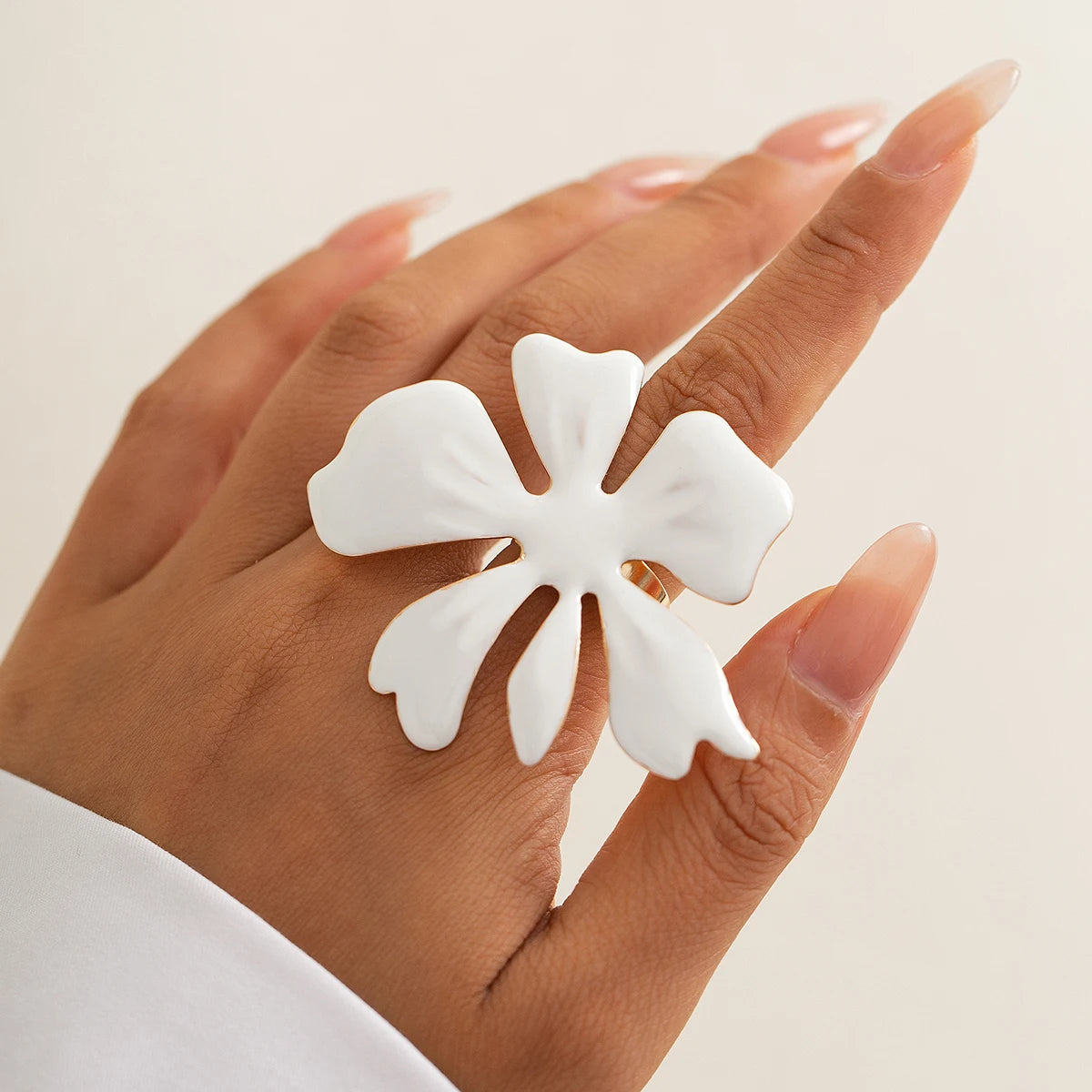 Floral Drip Oil Adjustable Ring