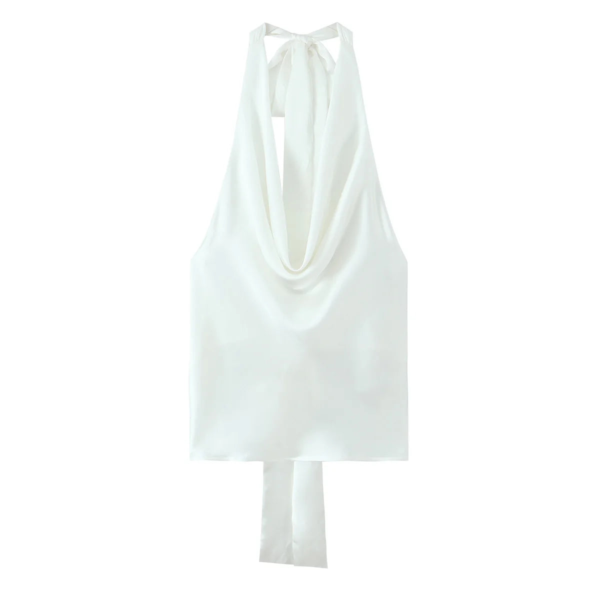 Satin Halter Tie-Back Top