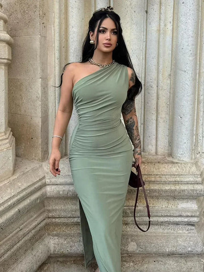 Black Split Backless Maxi Dress