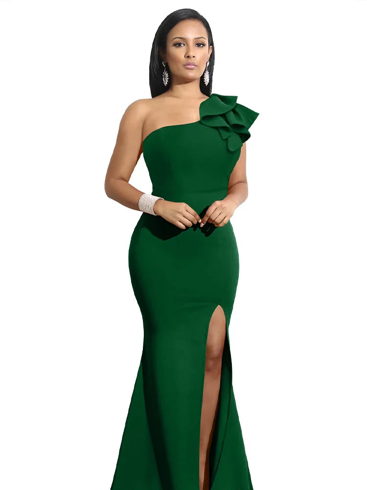 One-Shoulder Split Summer Dress