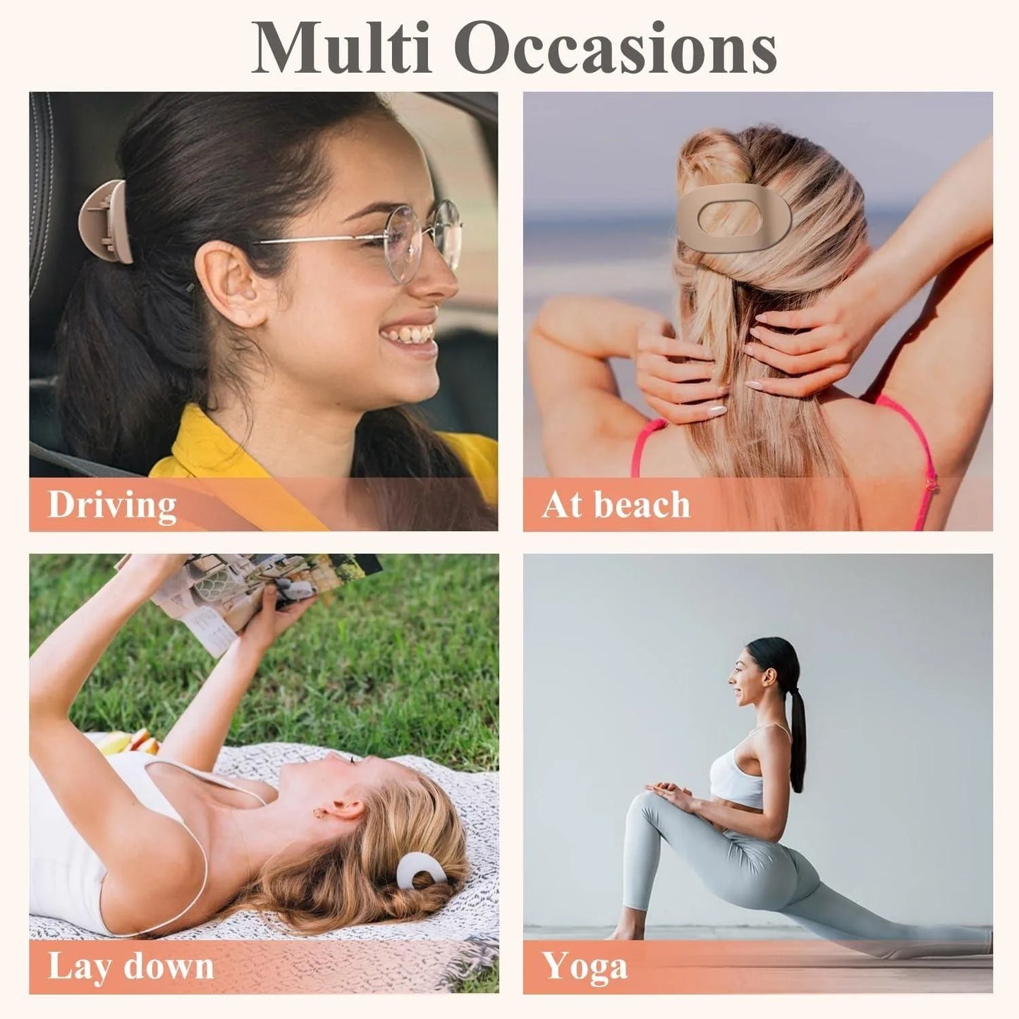 4PCS Flat Hair Claw Clips
