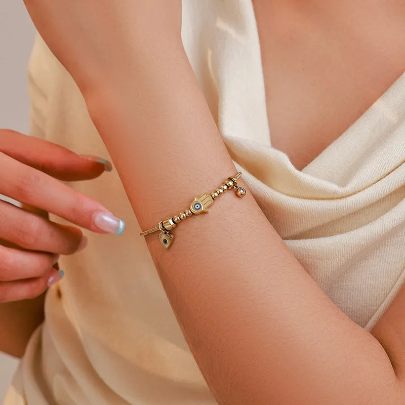 Evil Eye Heart Chain Bracelet