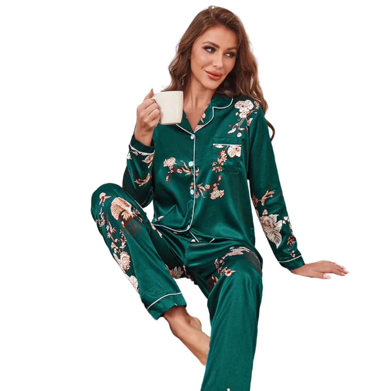 Floral Satin Pajama Set