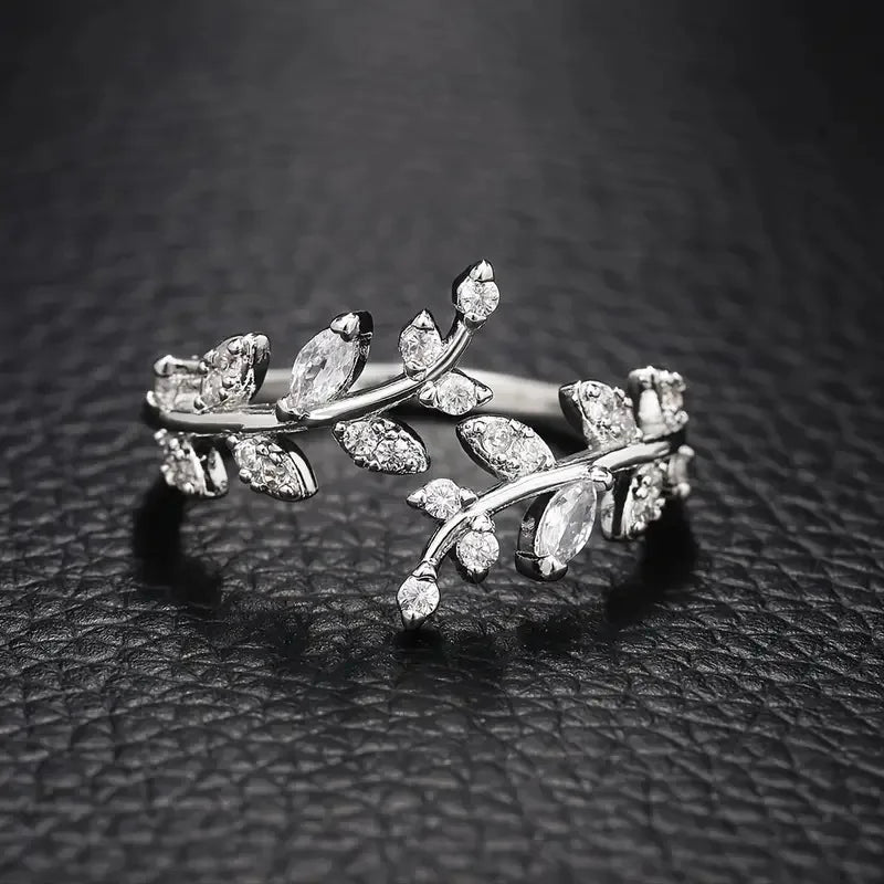 Korean Leaf Zircon Open Ring