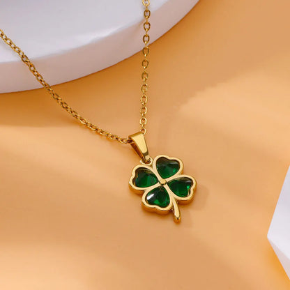Green Clover Pendant Necklace