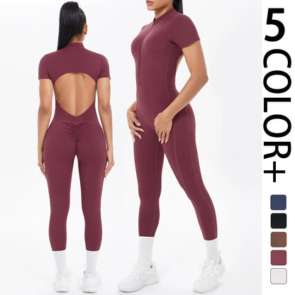 Short Sleeve Fitness Jumpsuit