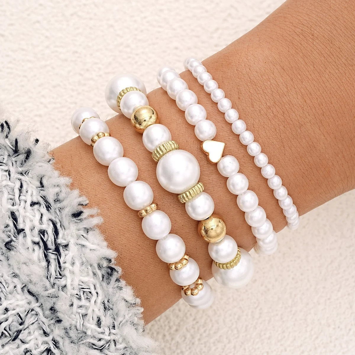 Boho Heart Layered Bracelet Set