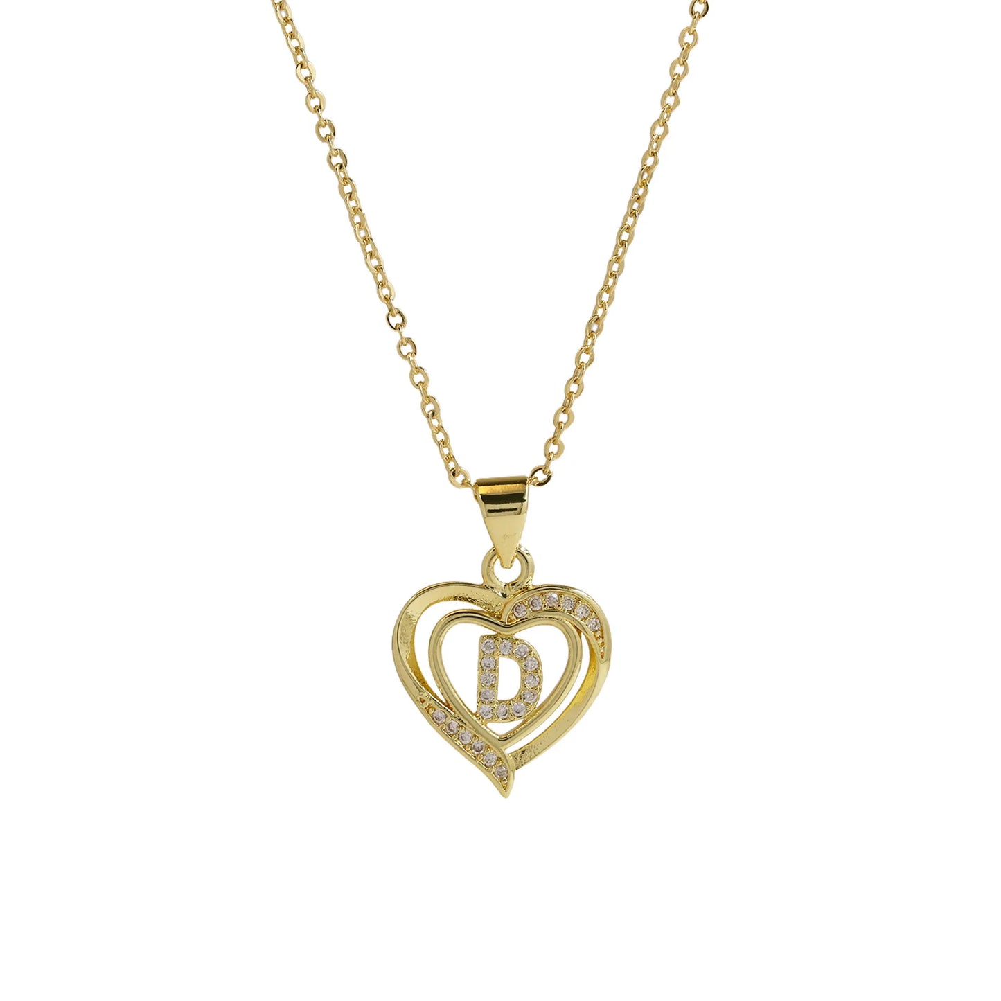 Initial Heart Zircon Necklace