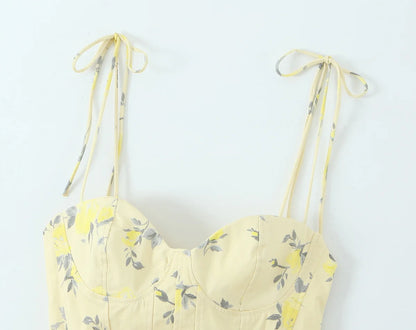 Floral Backless Corset Cami Top