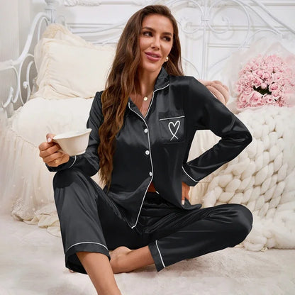 Embroidered Long Sleeve Pajama Set