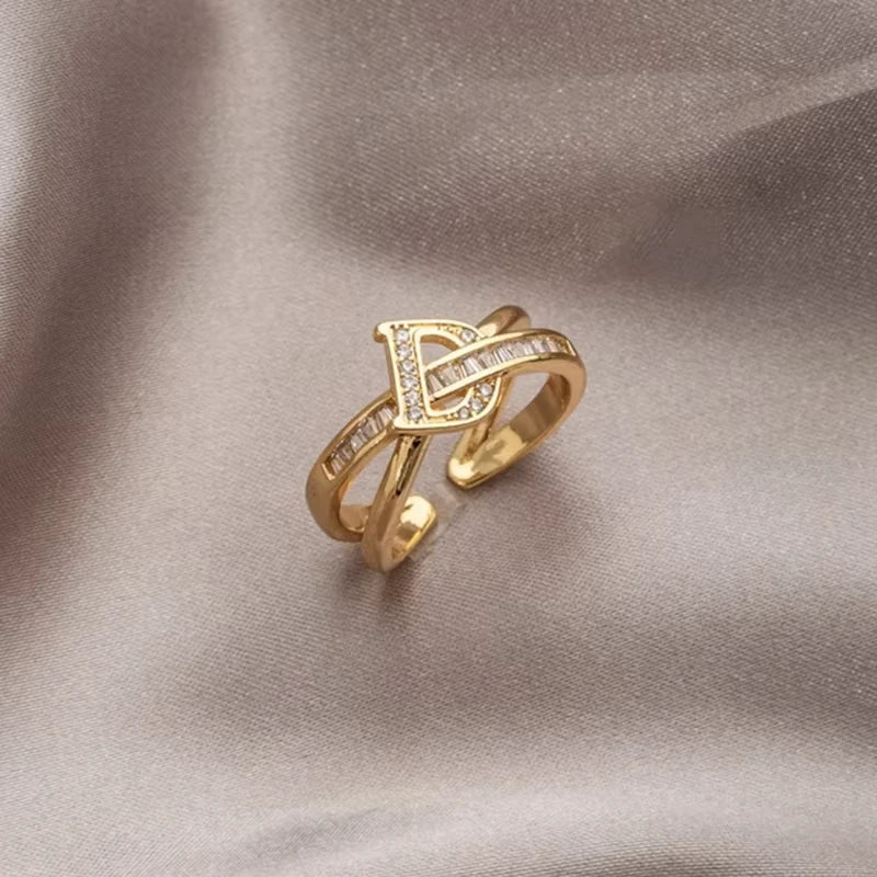 Korean Punk Cubic Zirconia adjustable ring