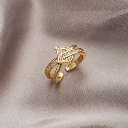Korean Punk Cubic Zirconia adjustable ring