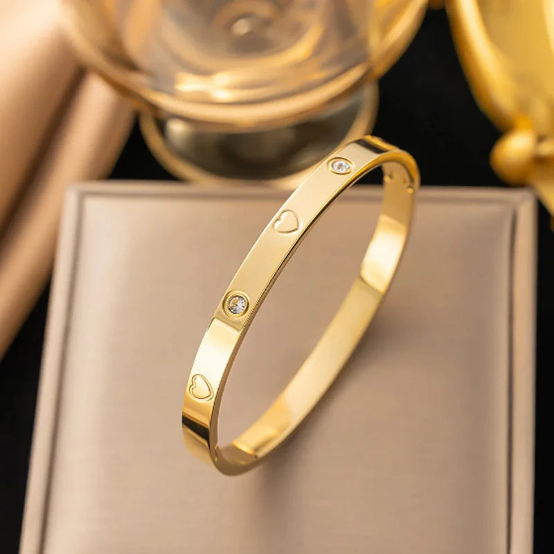 Heart Zircon Stainless Bracelet