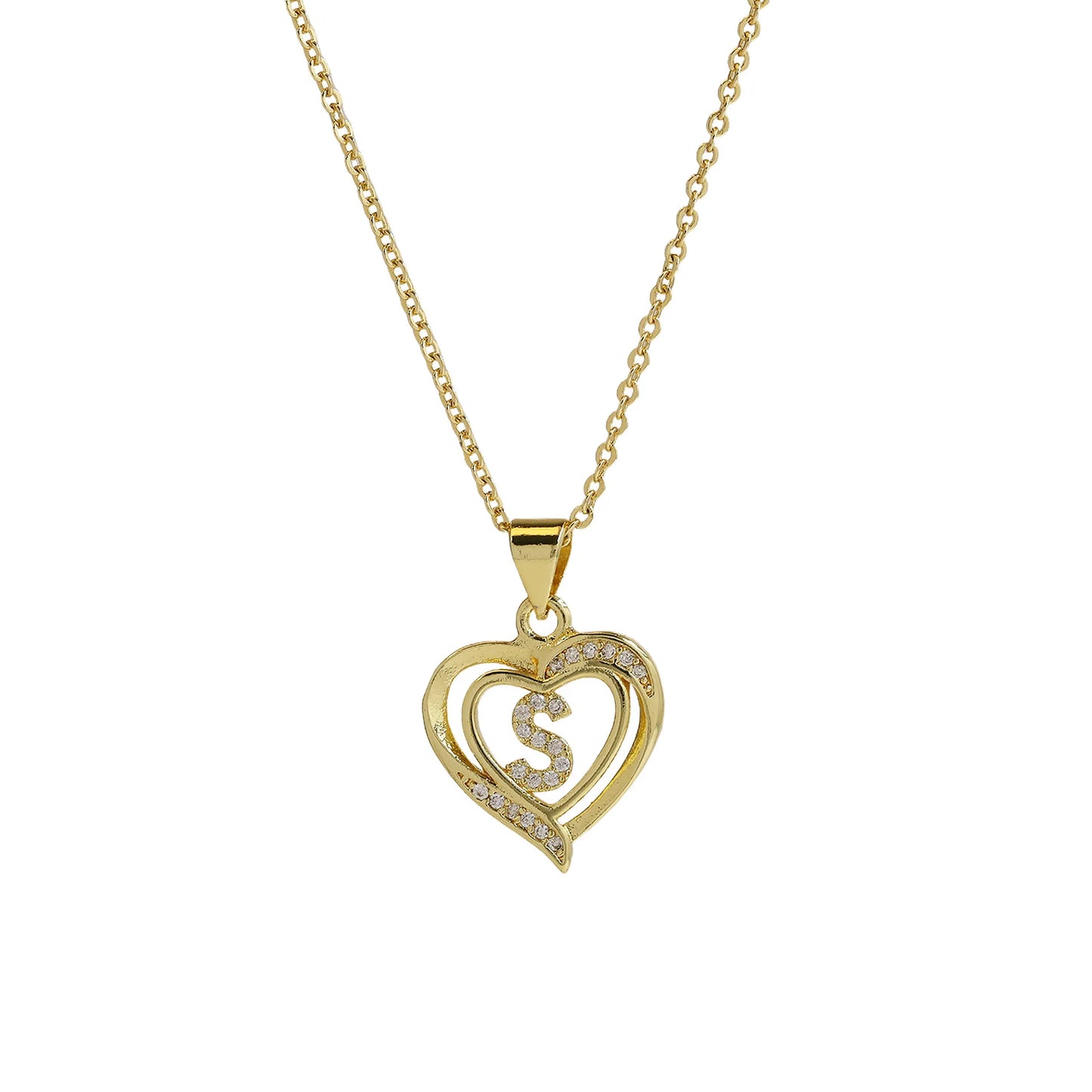 Initial Heart Zircon Necklace