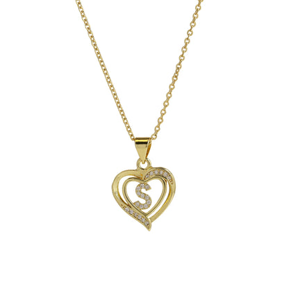 Initial Heart Zircon Necklace
