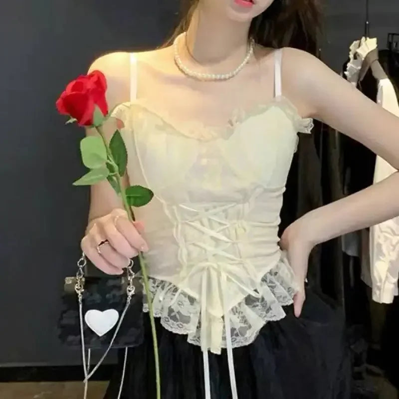 Lace Corset Crop Tank Top