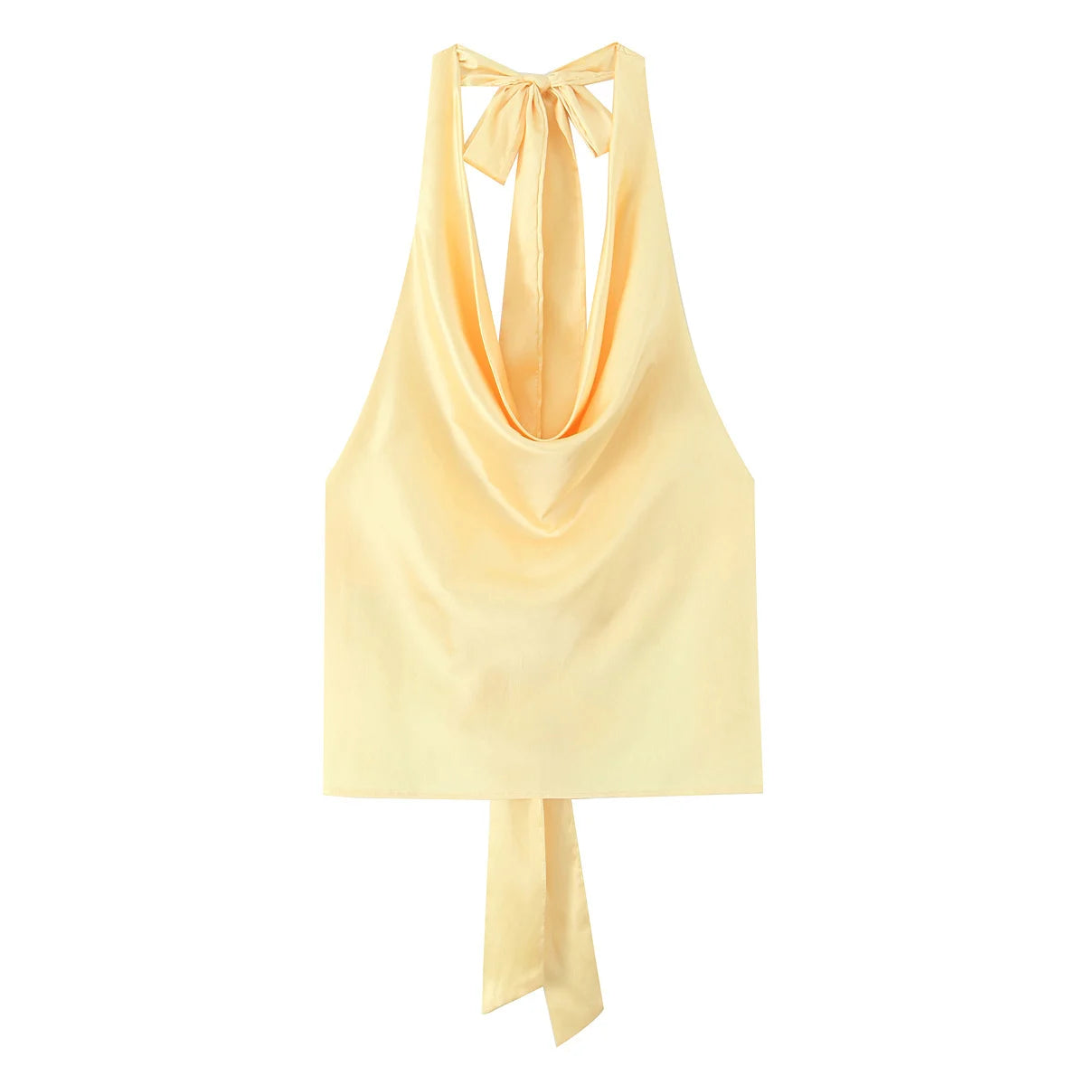 Satin Halter Tie-Back Top