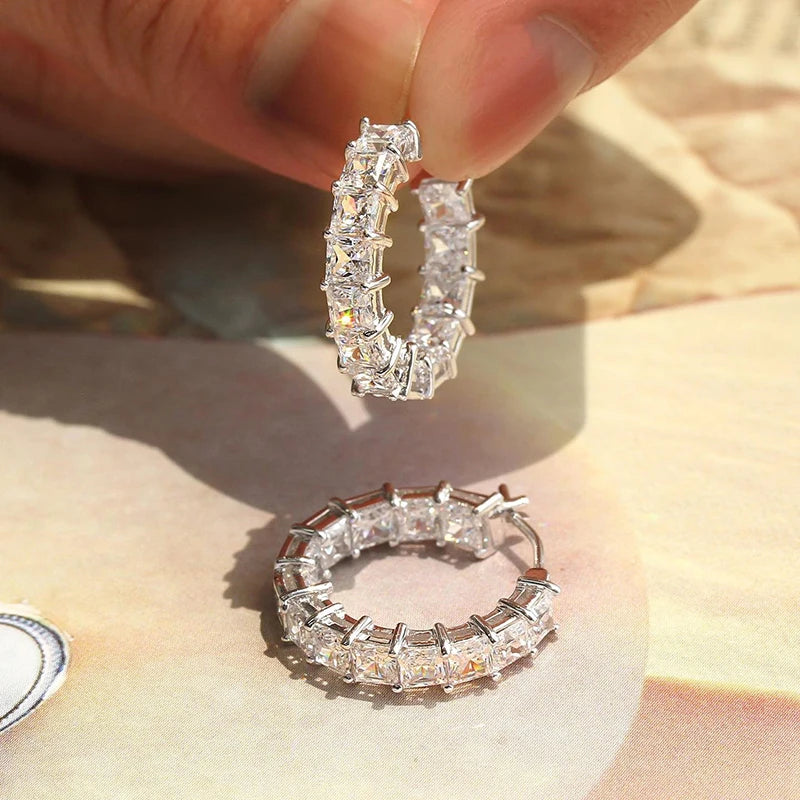 Princess Square Hoop Earrings