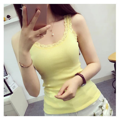 Lace Patchwork Bodycon Tank Top