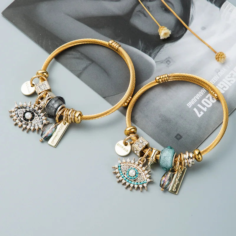 Multi Charm Open Bead Bracelet