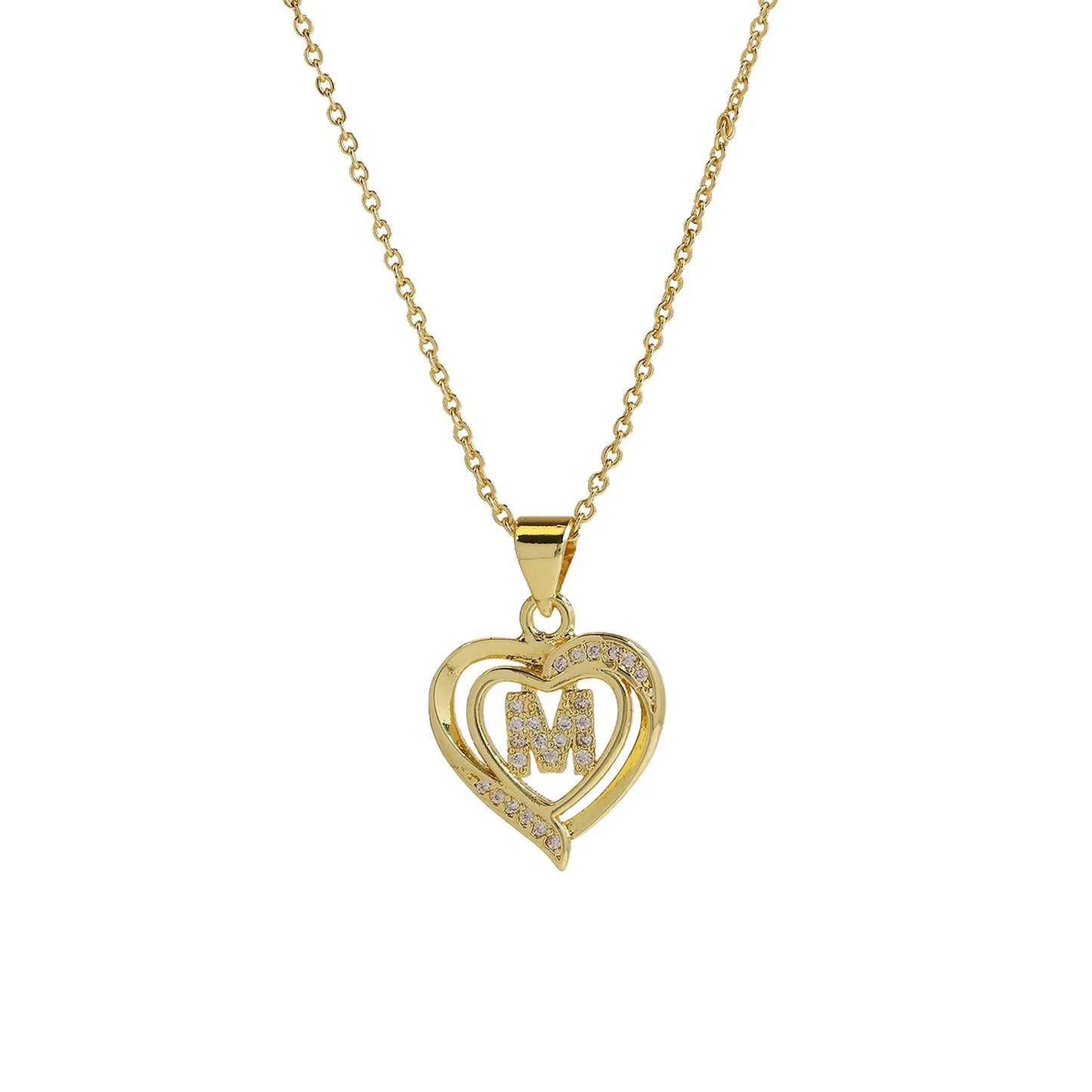 Initial Heart Zircon Necklace