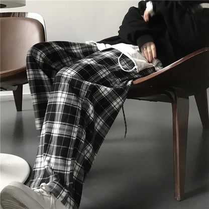 Oversize Black Plaid Sweatpants