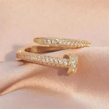 Korean Punk Cubic Zirconia adjustable ring