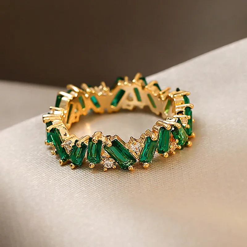 Geometric Green Zircon Ring