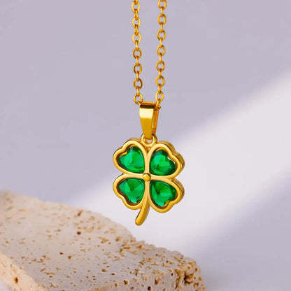 Green Clover Pendant Necklace