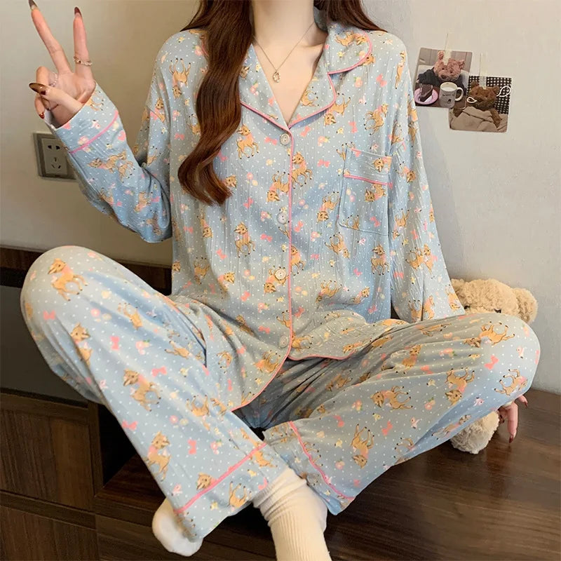 Korean Long Sleeve Pajama Set