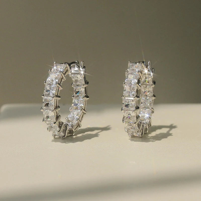 Princess Square Hoop Earrings