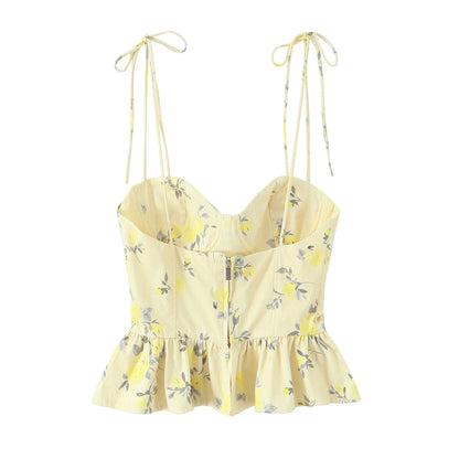 Floral Backless Corset Cami Top