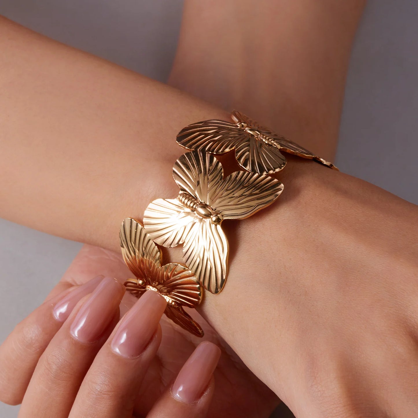 Butterfly Flower Open Cuff