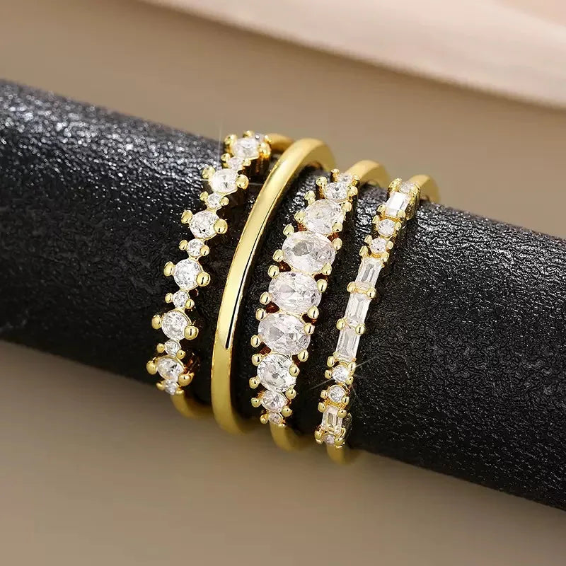 Gold Plated Zircon Stacking Rings