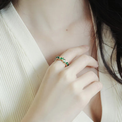 Geometric Green Zircon Ring