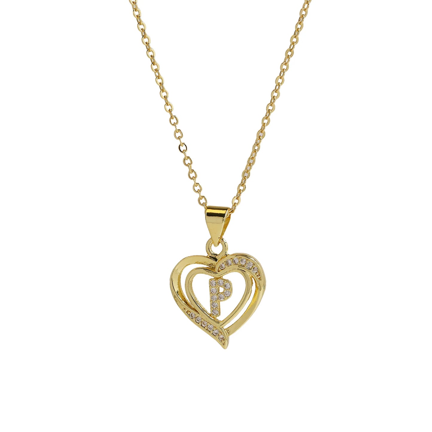 Initial Heart Zircon Necklace