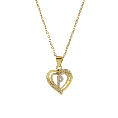 Initial Heart Zircon Necklace