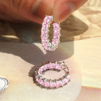 Princess Square Hoop Earrings