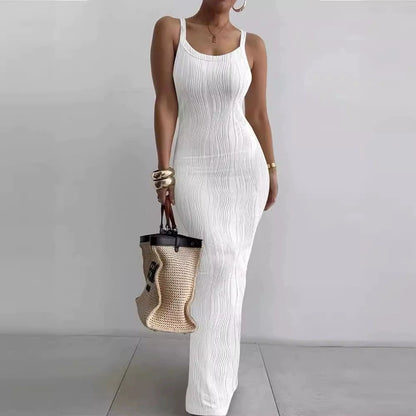 Spaghetti Strap Water Wave Maxi Dress