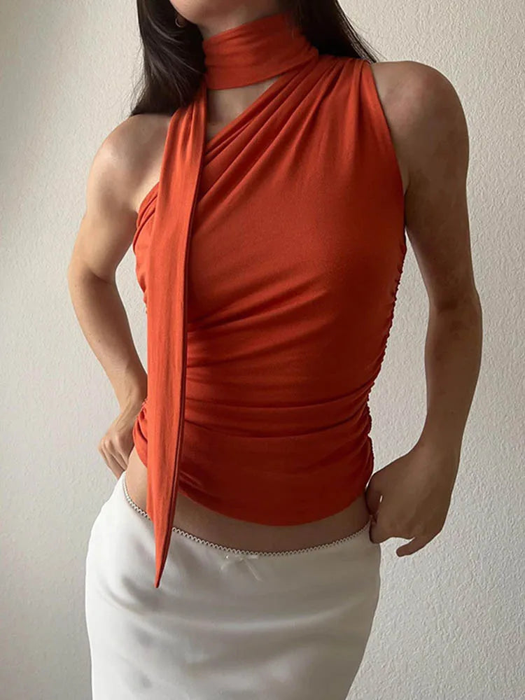 Backless Halter Crop Top