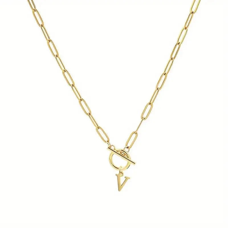 Initial Paperclip Chain Necklace