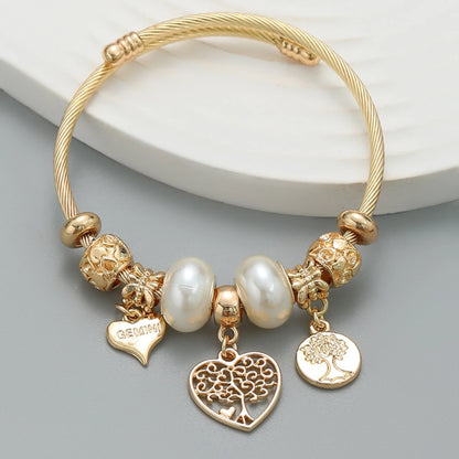 Multi Charm Open Bead Bracelet