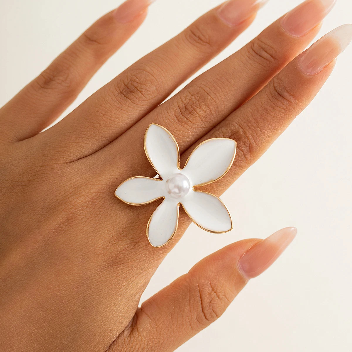 Floral Drip Oil Adjustable Ring