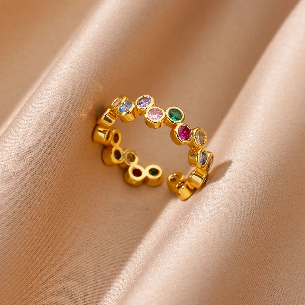 Geometric Heart Zircon Ring