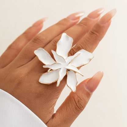 Floral Drip Oil Adjustable Ring