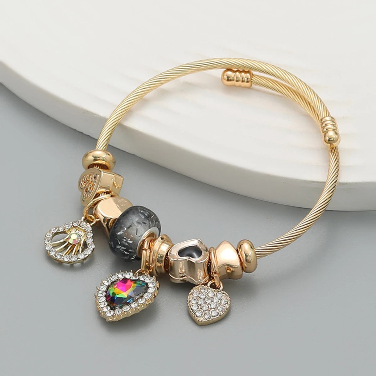 Multi Charm Open Bead Bracelet