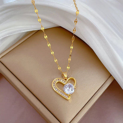 Clear Zircon Heart Necklace