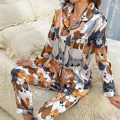 Satin Button-Up Pajama Set