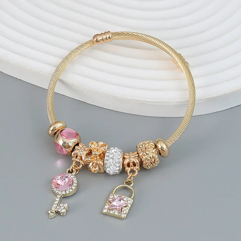 Multi Charm Open Bead Bracelet